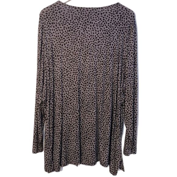 Lisa Rinna Collection Faux Wrap Tunic 3X Gray Black Leopard V-Neck Long Sleeve. - Picture 2 of 13